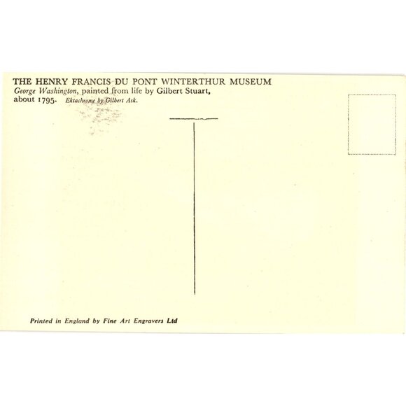 George Washington Portrait Postcard Printed In England Winterthur Museum - Picture 2 of 2